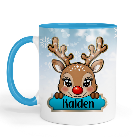 Personalised Reindeer Blue Mug