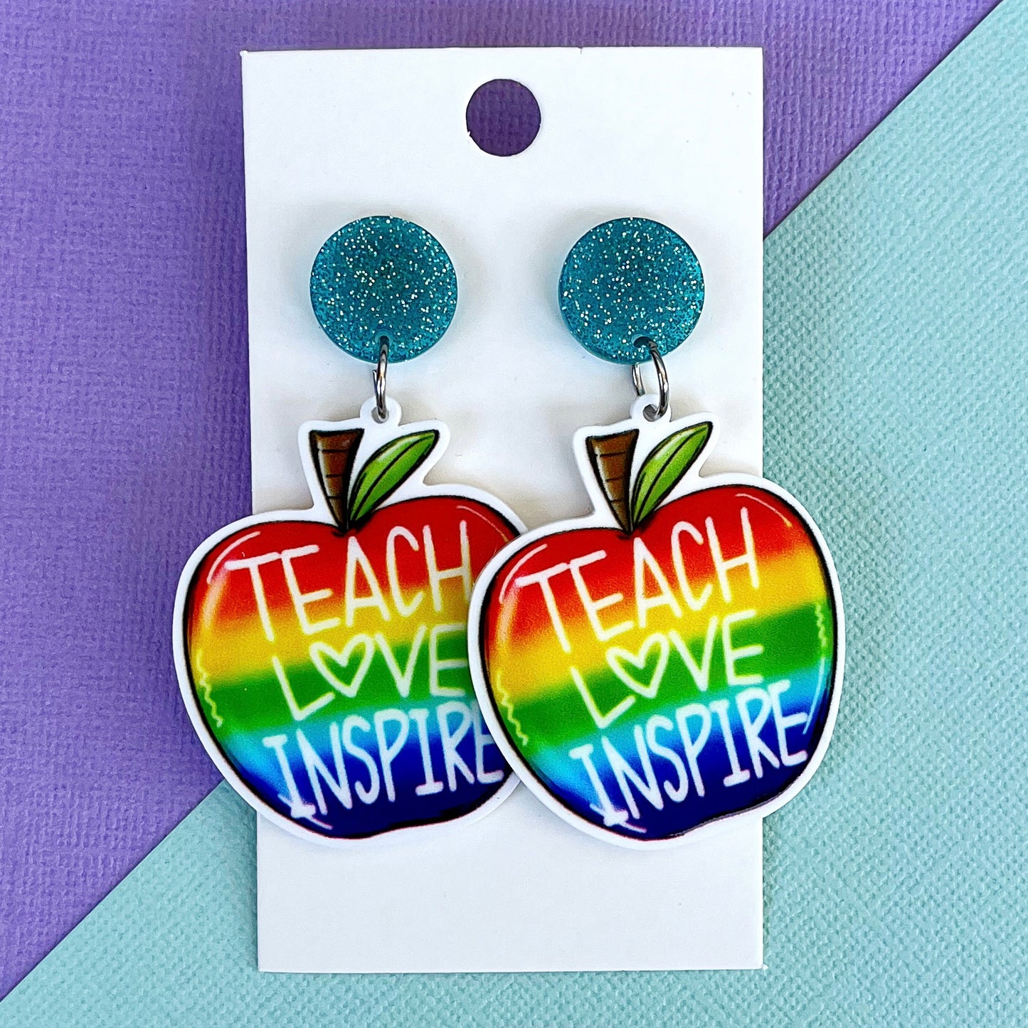 Teach Love Inspire Apple Earrings