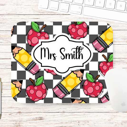 Checkered Apple Pencil Mouse Pad - Personalised