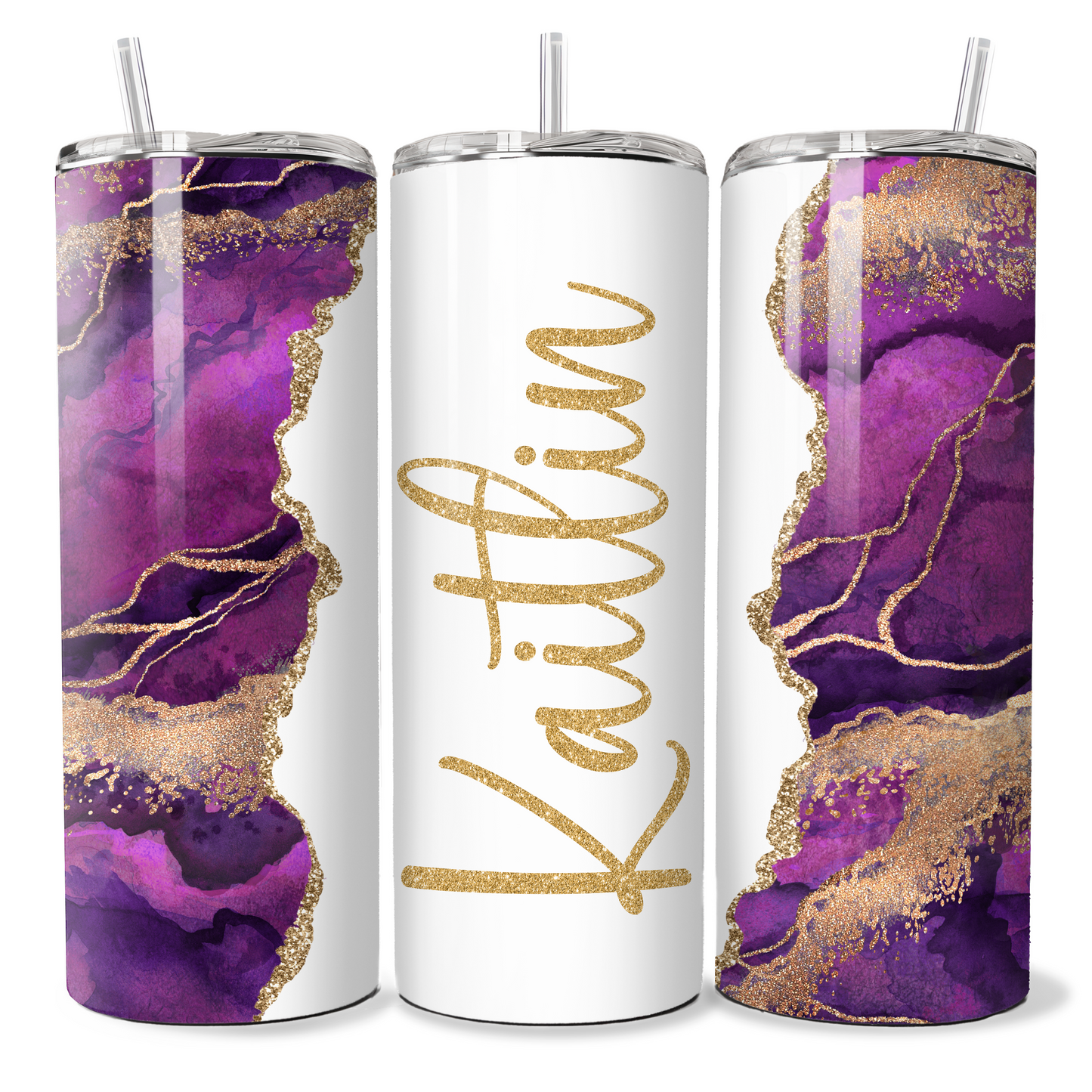 Personalised Purple and Gold Marble Print