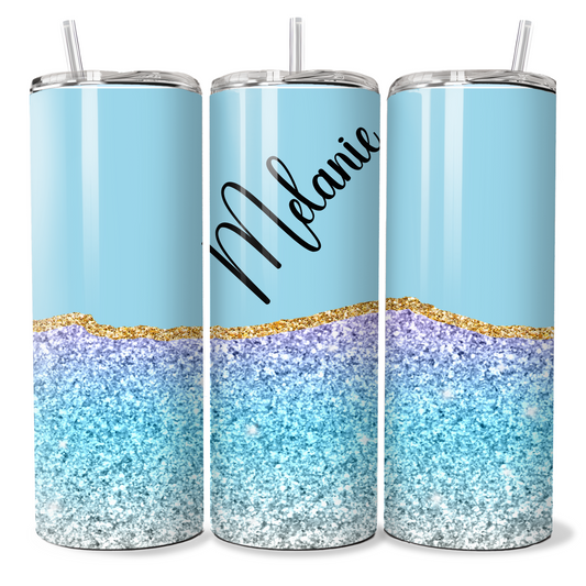 Personalised Light Blue Pastel Glitter - a2