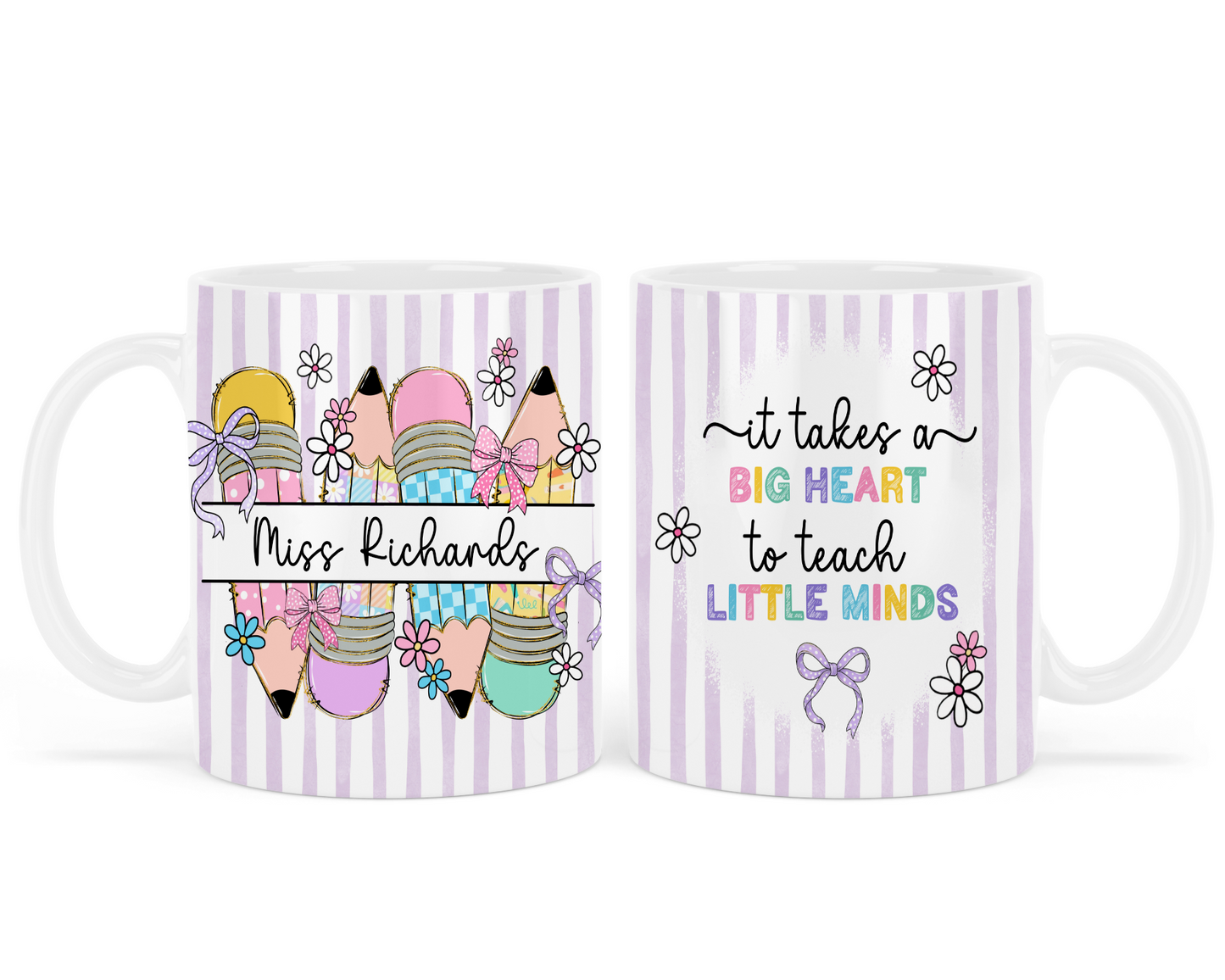 It takes a big heart mug - Teacher - Purple - Personalised