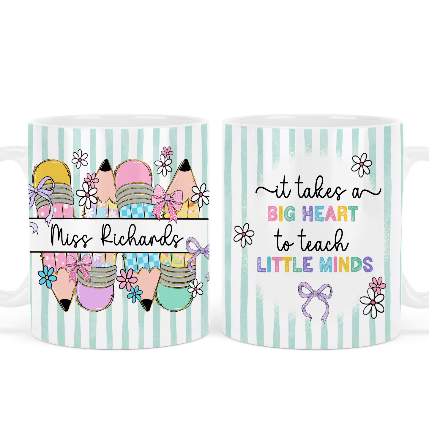It takes a big heart mug - Teacher - Green - Personalised