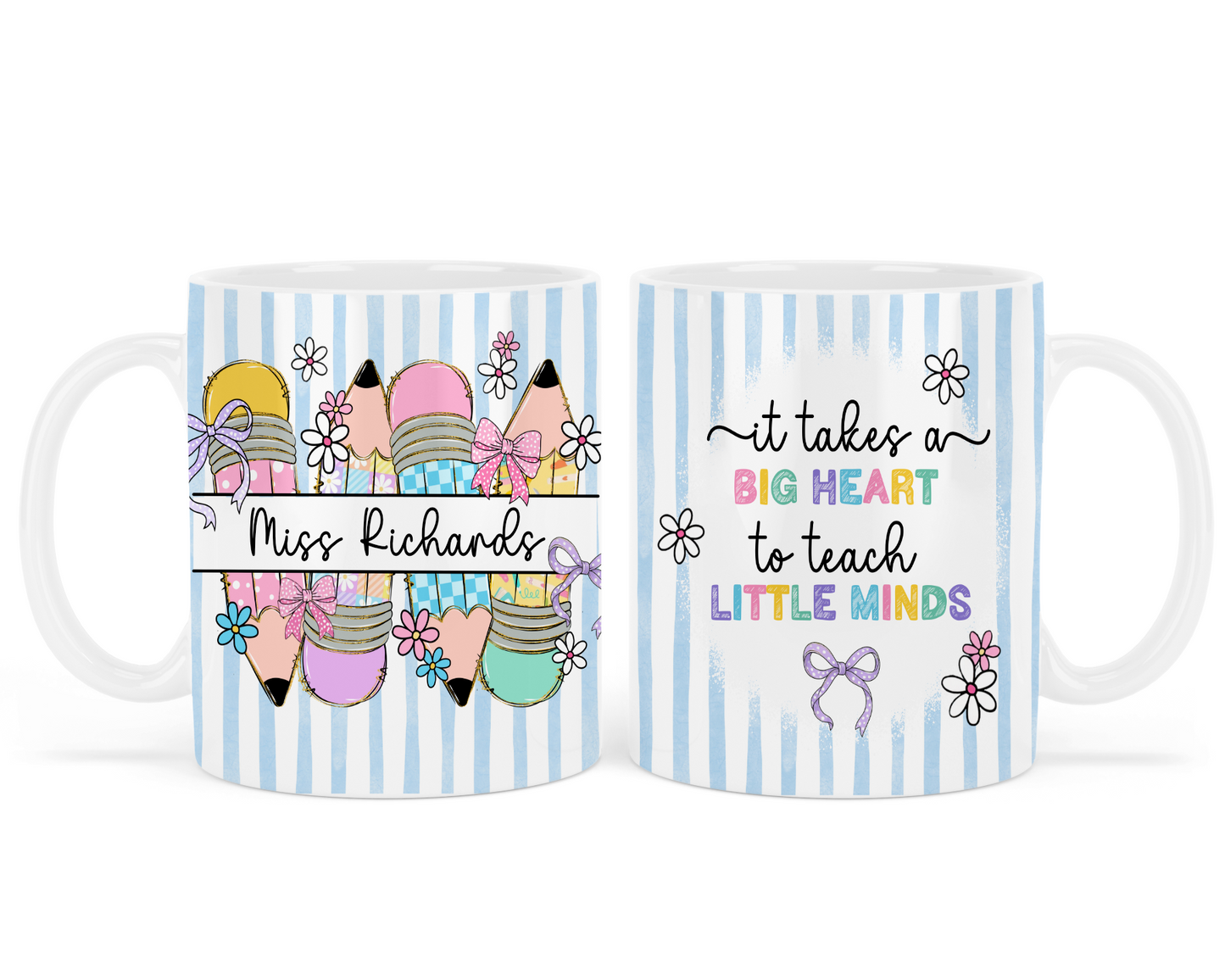 It takes a big heart mug - Teacher - Blue - Personalised