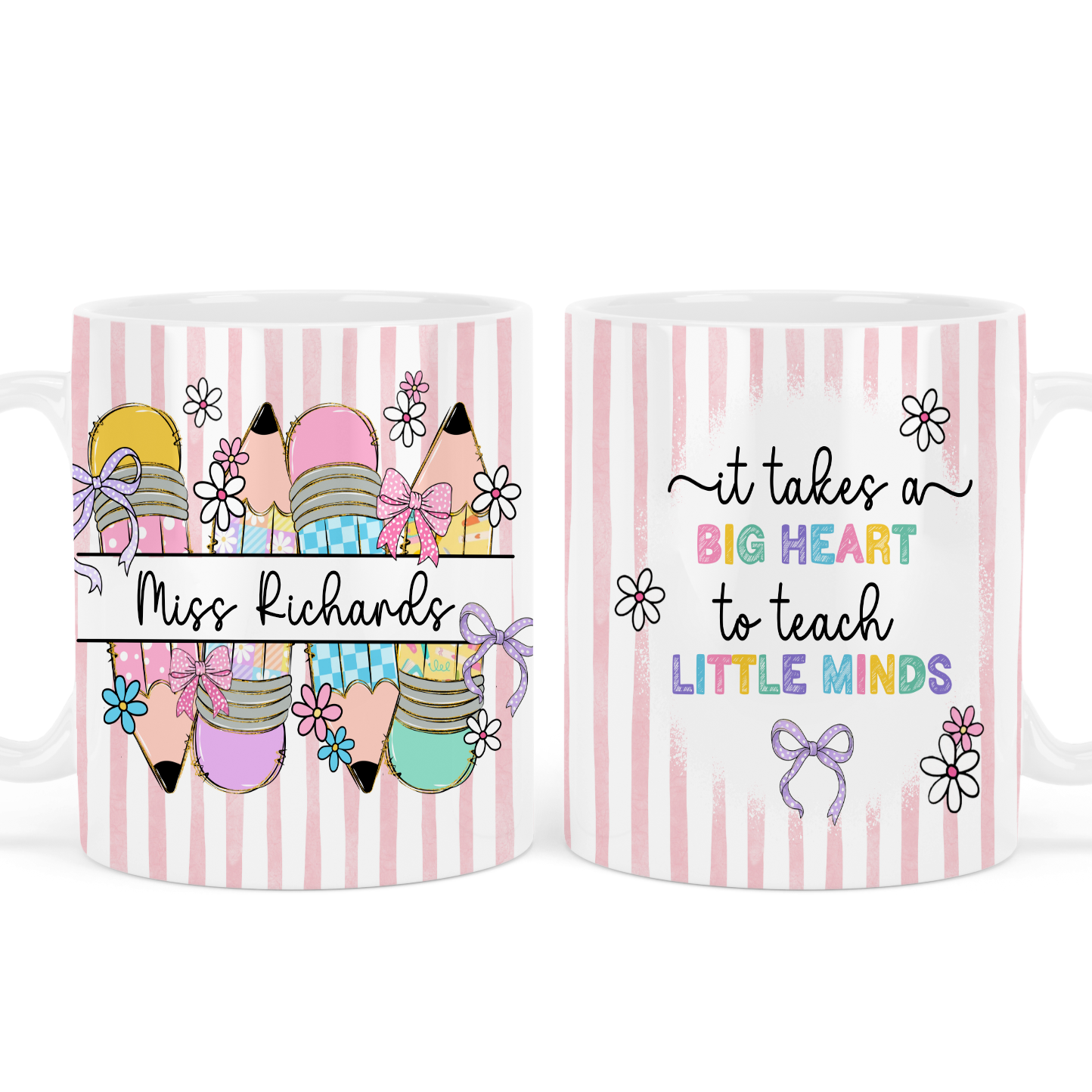 It takes a big heart mug - Teacher - Pink - Personalised