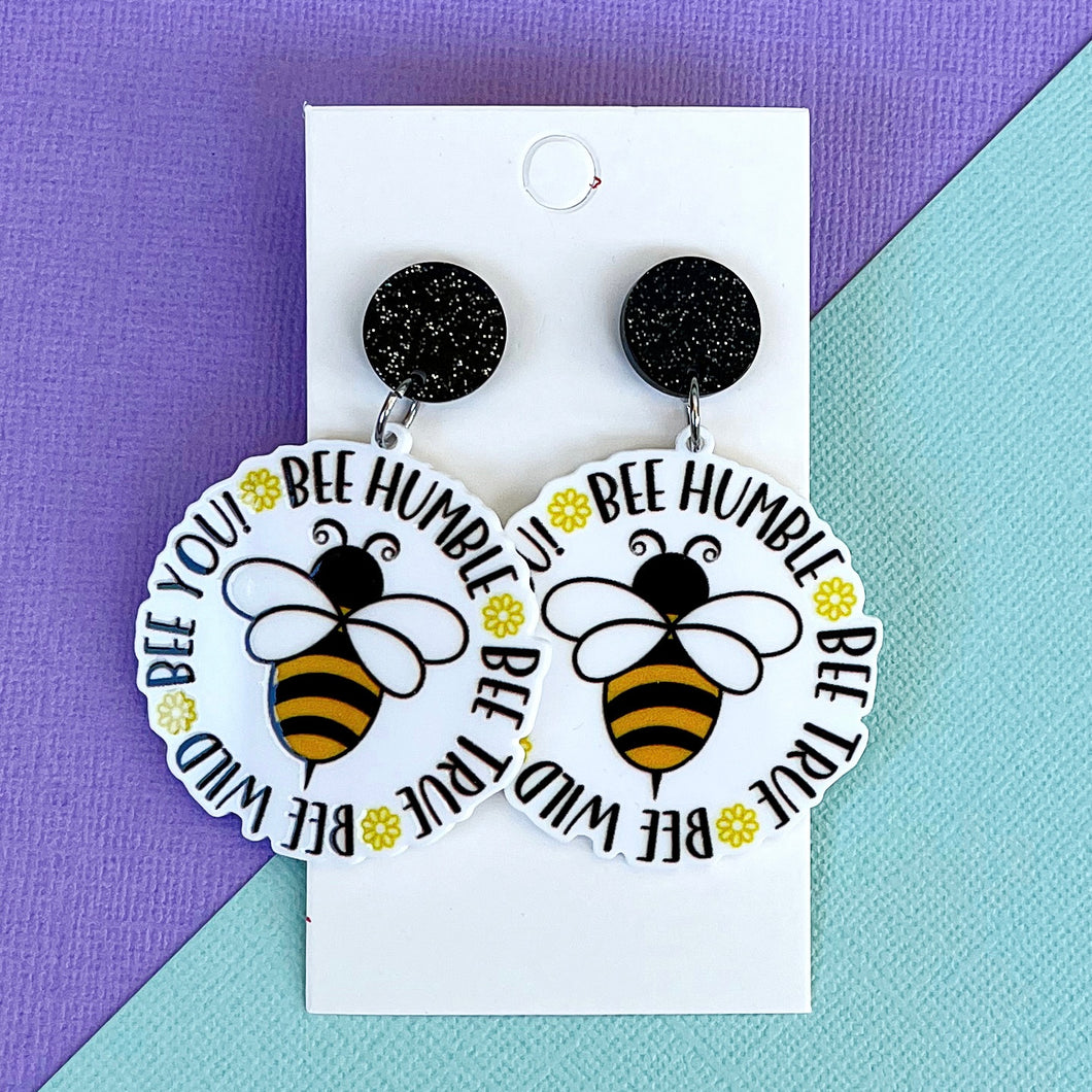 Bee Humble Quote Earrings