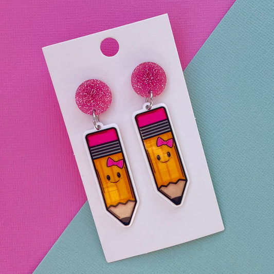 Smiley Face Pencil Earrings