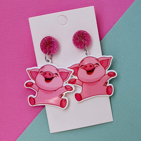 Pink Pig Earrings