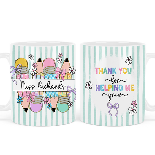 Thank you for helping me grow - Teacher - Green - Personalised