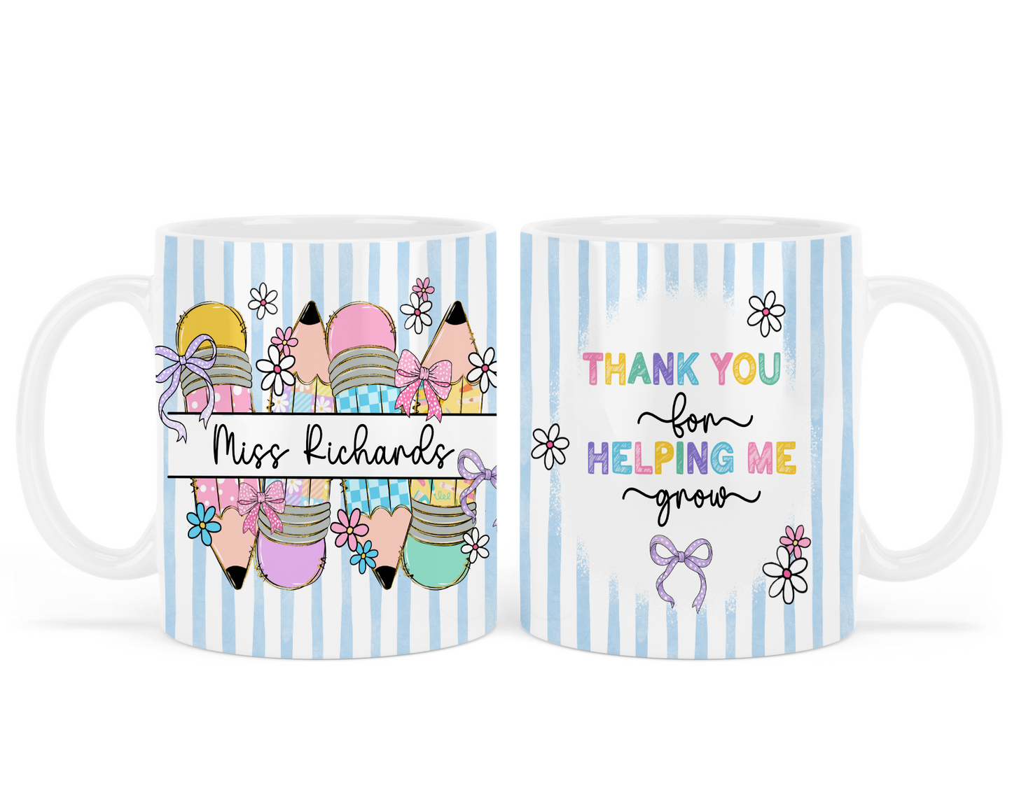 Thank you for helping me grow - Teacher - Blue - Personalised