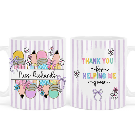 Thank you for helping me grow - Teacher - Purple - Personalised