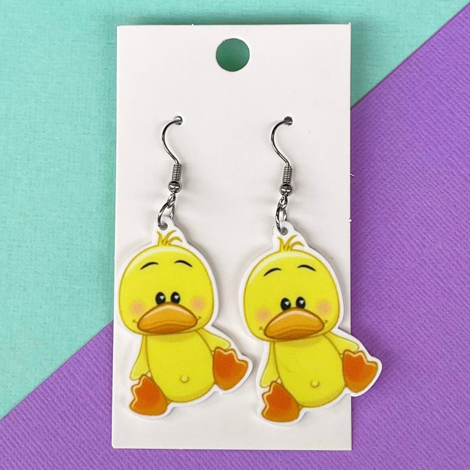 Yellow Duck Hook Earrings