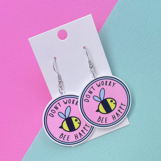 Don’t Worry Bee Happy Hook Earrings