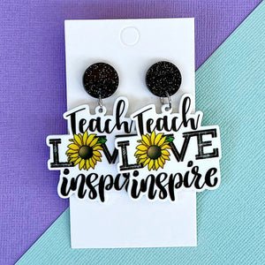 Teach Love Inspire Sunflower Earrings