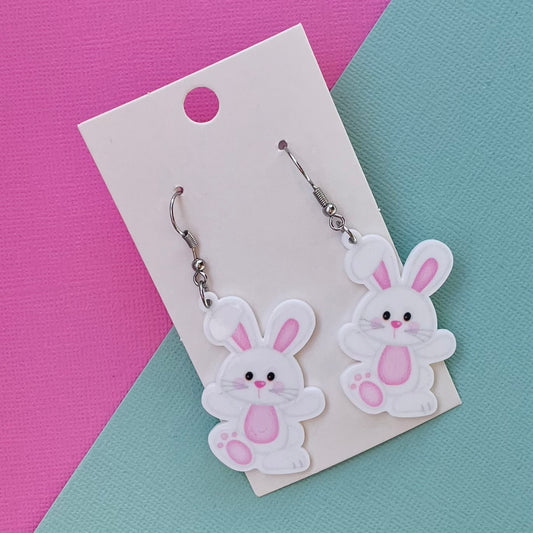 Pink Bunny Hook Earrings
