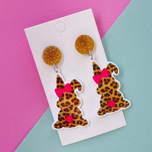 Leopard Print Easter Bunny Earrings