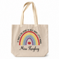 Personalised Teacher Apple Rainbow Tote Bag