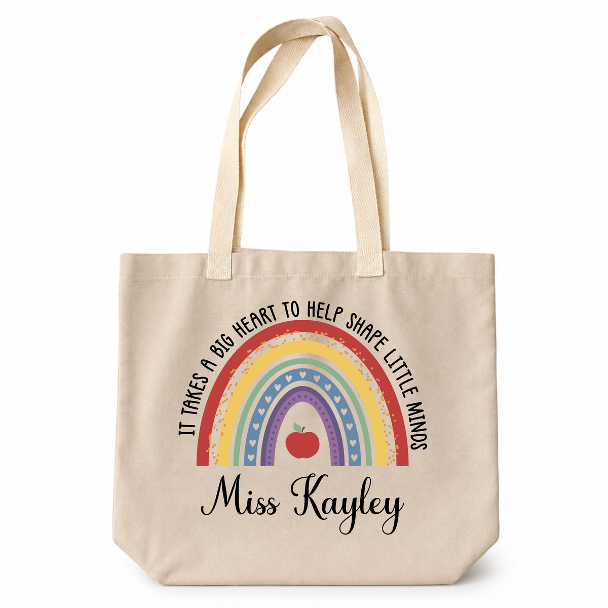 Personalised Teacher Apple Rainbow Tote Bag