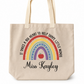 Personalised Teacher Apple Rainbow Tote Bag