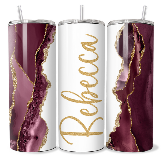 Personalised Burgundy and Gold Marble Print