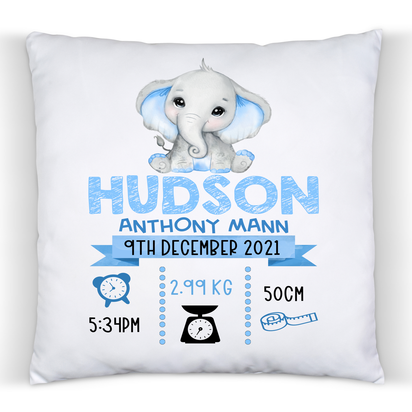 Blue Elephant Baby Birth Cushion