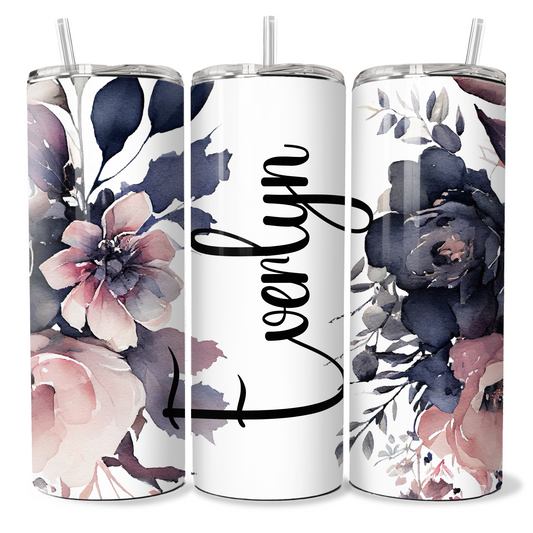 Black Pink Floral Personalised