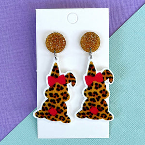 Leopard Print Easter Bunny Earrings