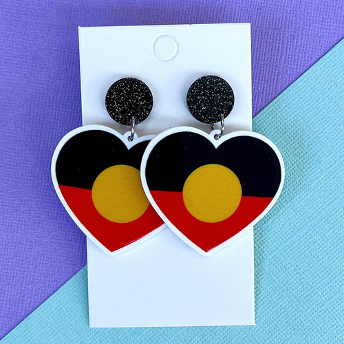 Aboriginal Flag Heart Earrings