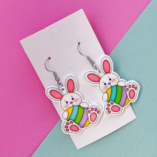 Bunny with Easter Egg Hook Earrings