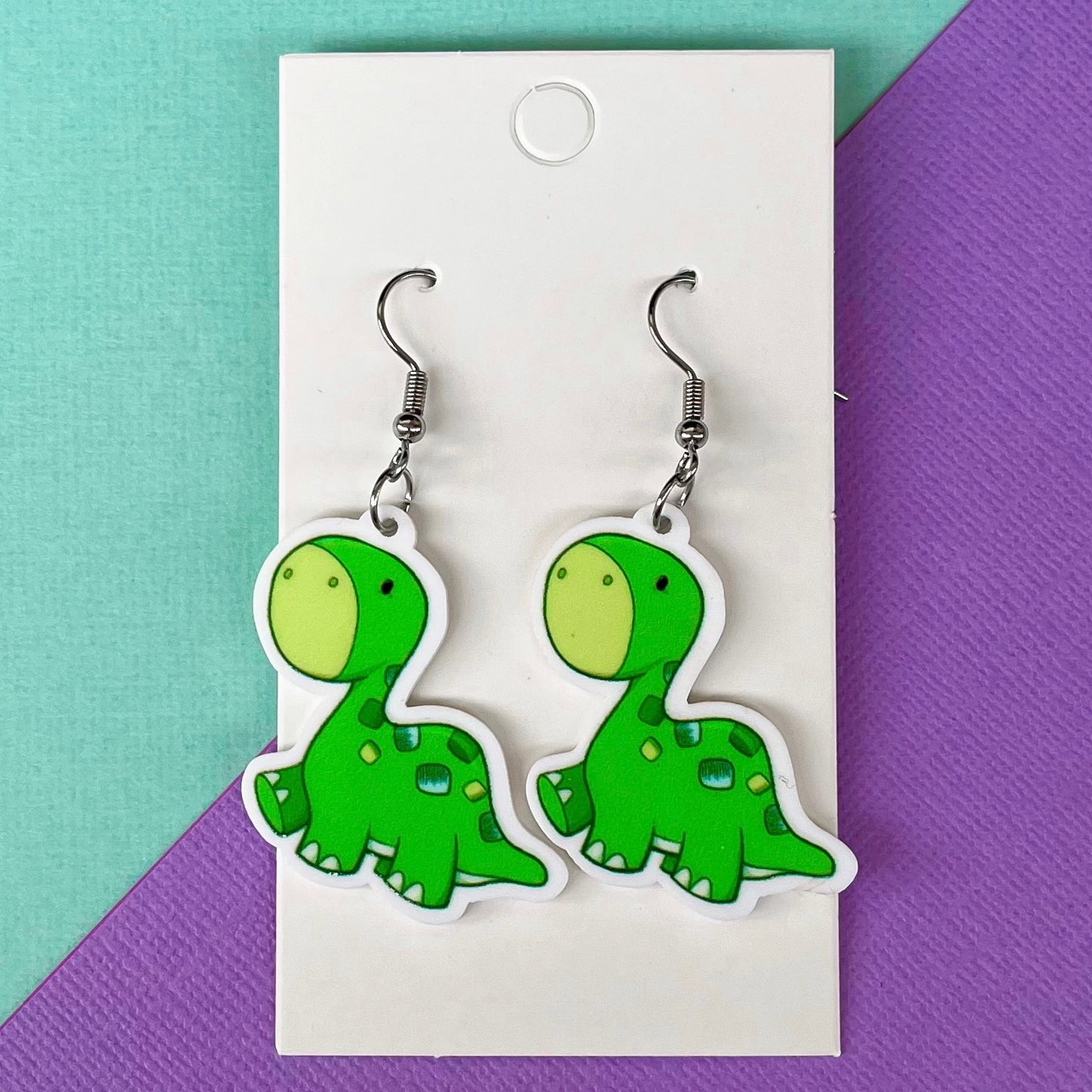 Green Dinosaur Hook Earrings