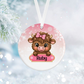 Personalised Pink Highland Cow Ornament
