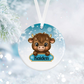 Personalised Blue Highland Cow Ornament