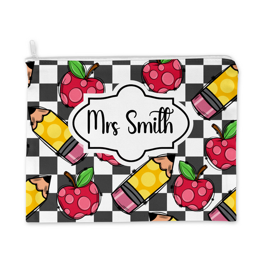 Checkered Apple Pencil Pencil Case