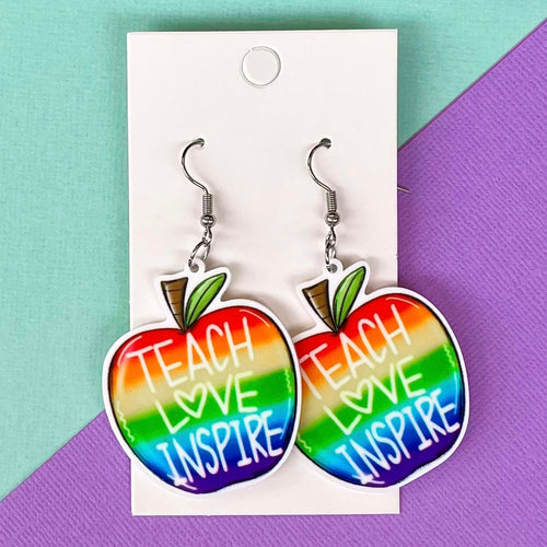 Teach Love Inspire Apple Hook Earrings