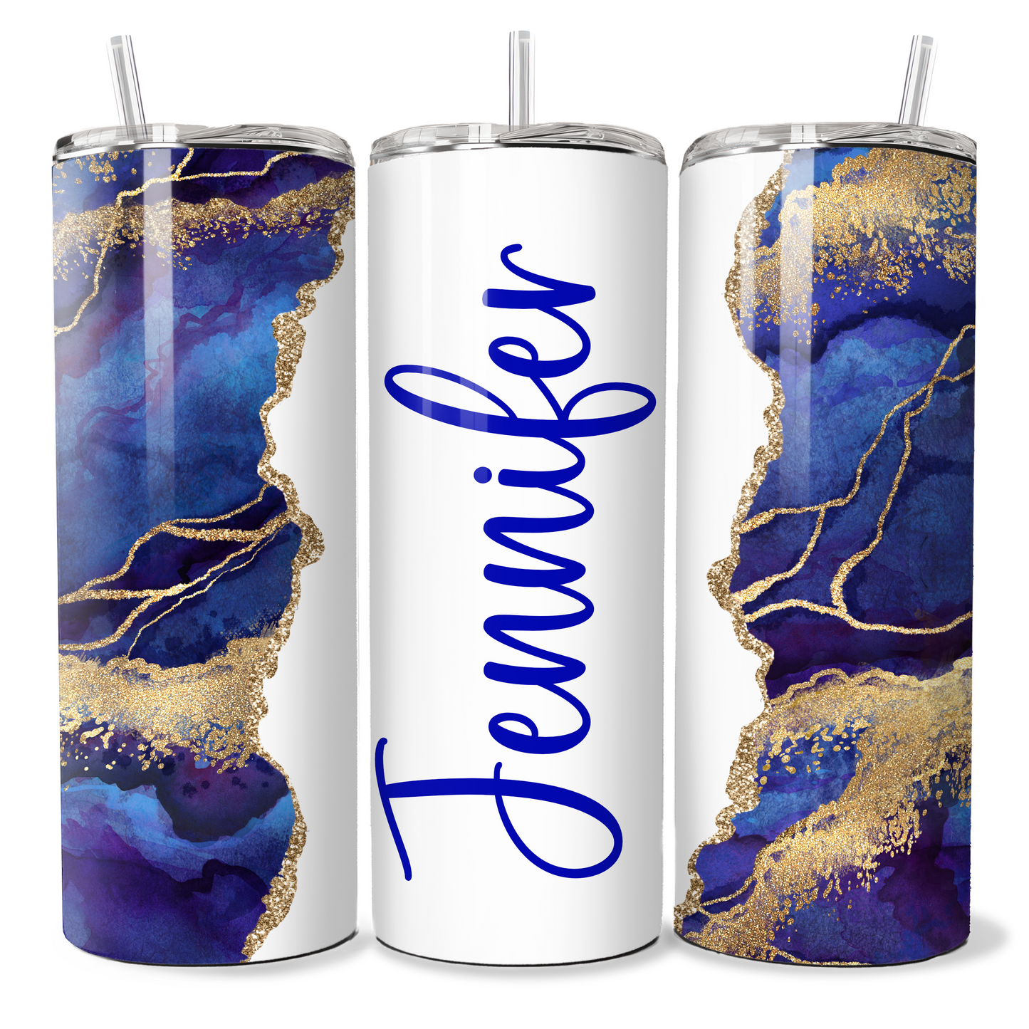 Personalised Dark Blue and Gold Marble Print
