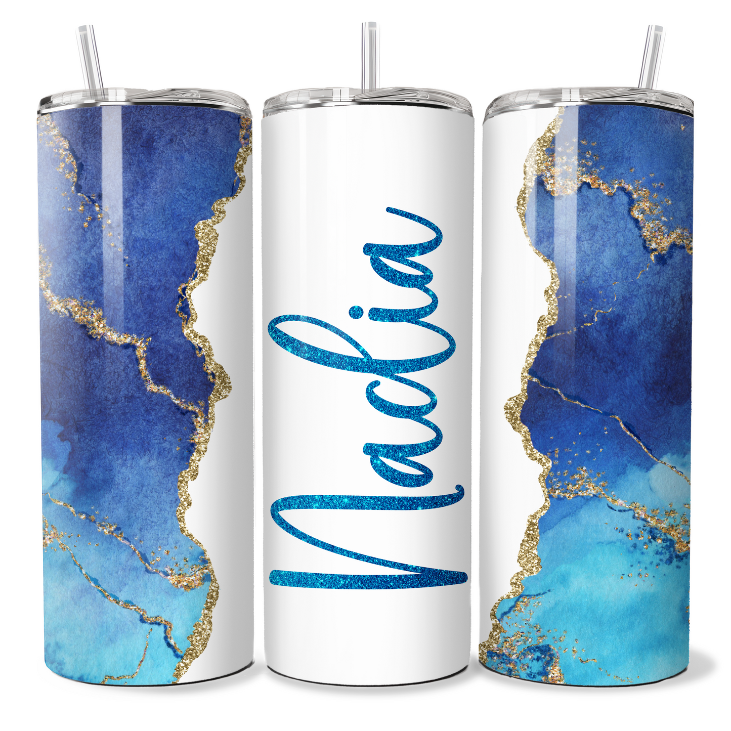 Personalised Blue and Gold Marble Print