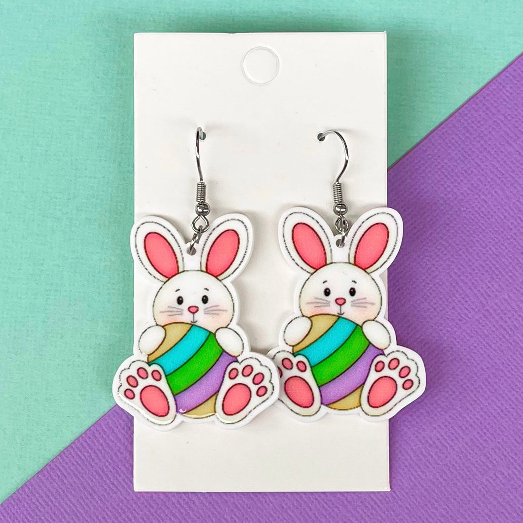 Bunny with Easter Egg Hook Earrings