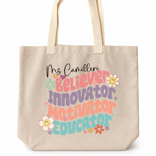 Personalised Educator Quote Tote Bag