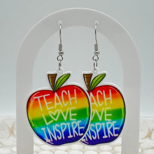 Teach Love Inspire Apple Hook Earrings