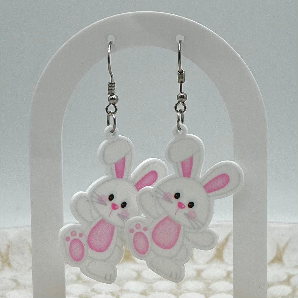 Pink Bunny Hook Earrings