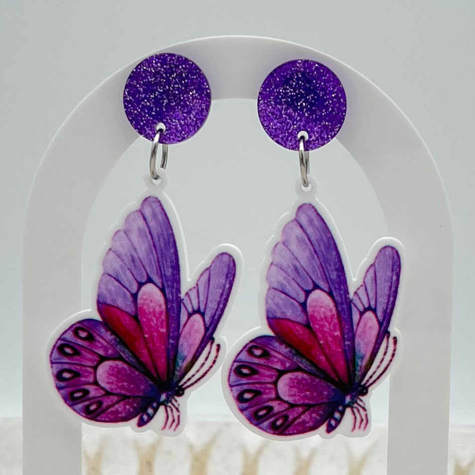 Purple Butterfly Earrings