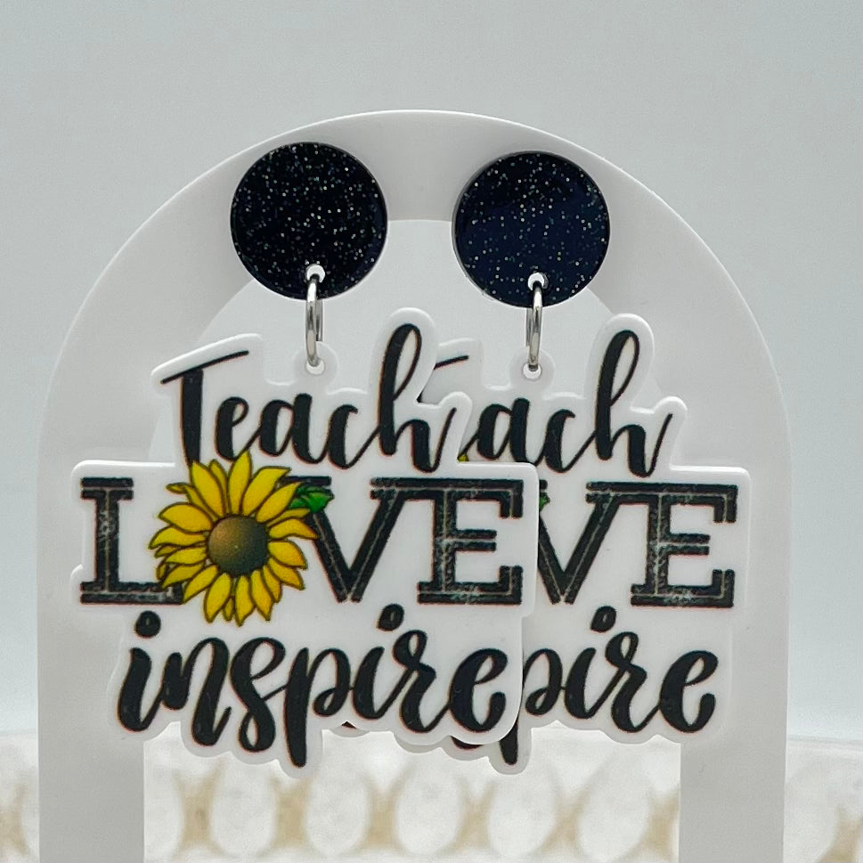 Teach Love Inspire Sunflower Earrings