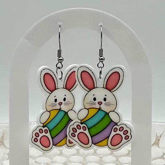 Bunny with Easter Egg Hook Earrings