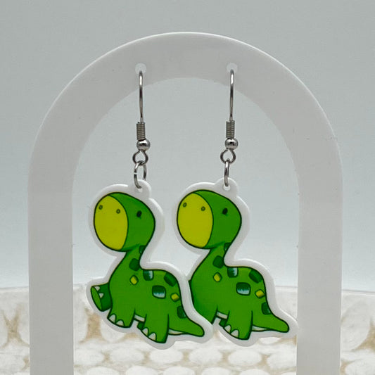 Green Dinosaur Hook Earrings