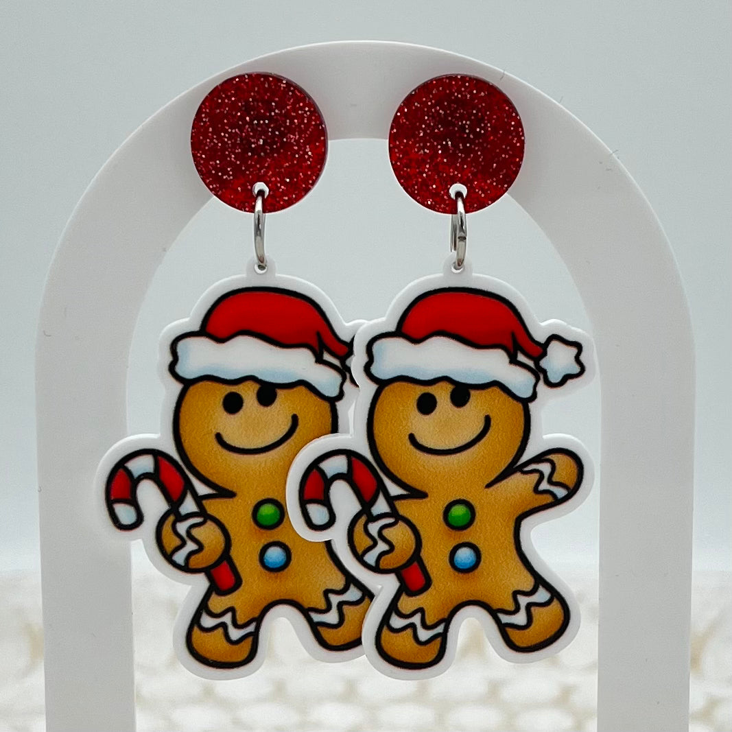 Gingerbread Man Christmas Earrings