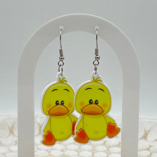 Yellow Duck Hook Earrings