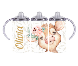 Floral Cow 12oz Sippy Cup