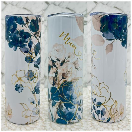 No 6 - Blue Floral Mum Tumbler