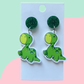 Green Dinosaur Earrings