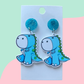 Blue Dinosaur Earrings